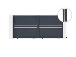 Puerta corredera 3,5m CIMONE H.160cm aluminio gris 2 postes 20x20cm H.190cm CASANOOV