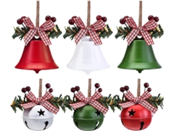 Juego de 6 adornos navideños de campanas, hechos a mano, con forma de estrella, para cumpleaños y Navidad. Hengjian
