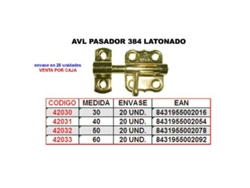 Avl pasador 384 latonado 60 mm. (caja 12 unidades)