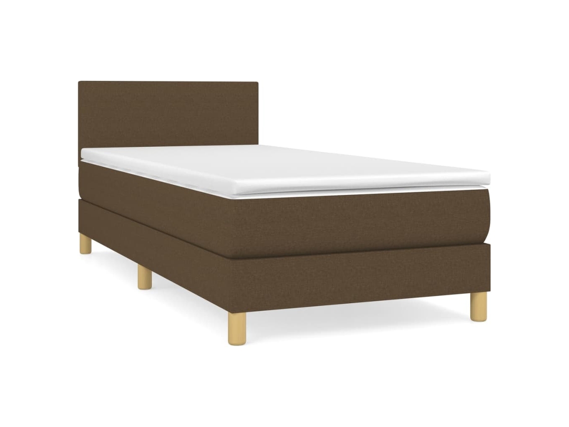 Maison Exclusive - Cama Box Spring Con Colchón Tela Marrón Oscuro 100x200 Cm