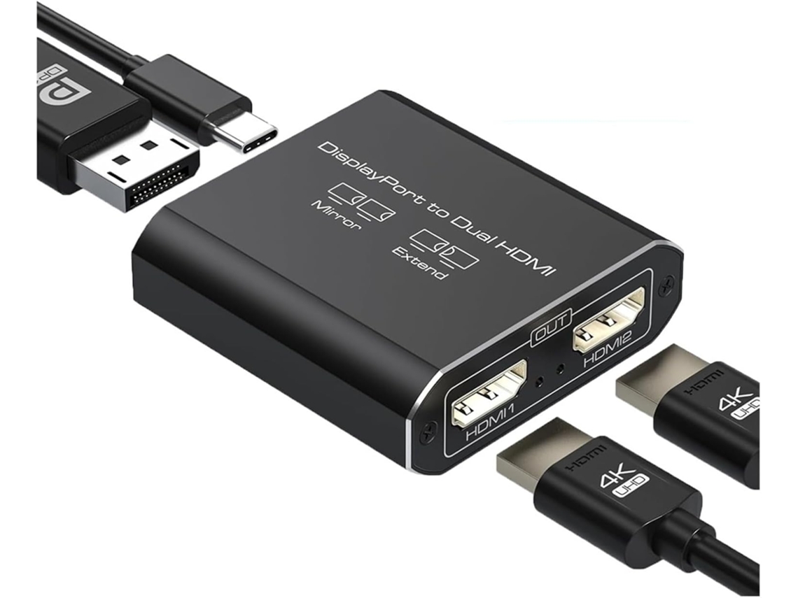 Adaptador Divisor Displayport A Mini Dp Dual 4k 60hz 1 Entrada 2