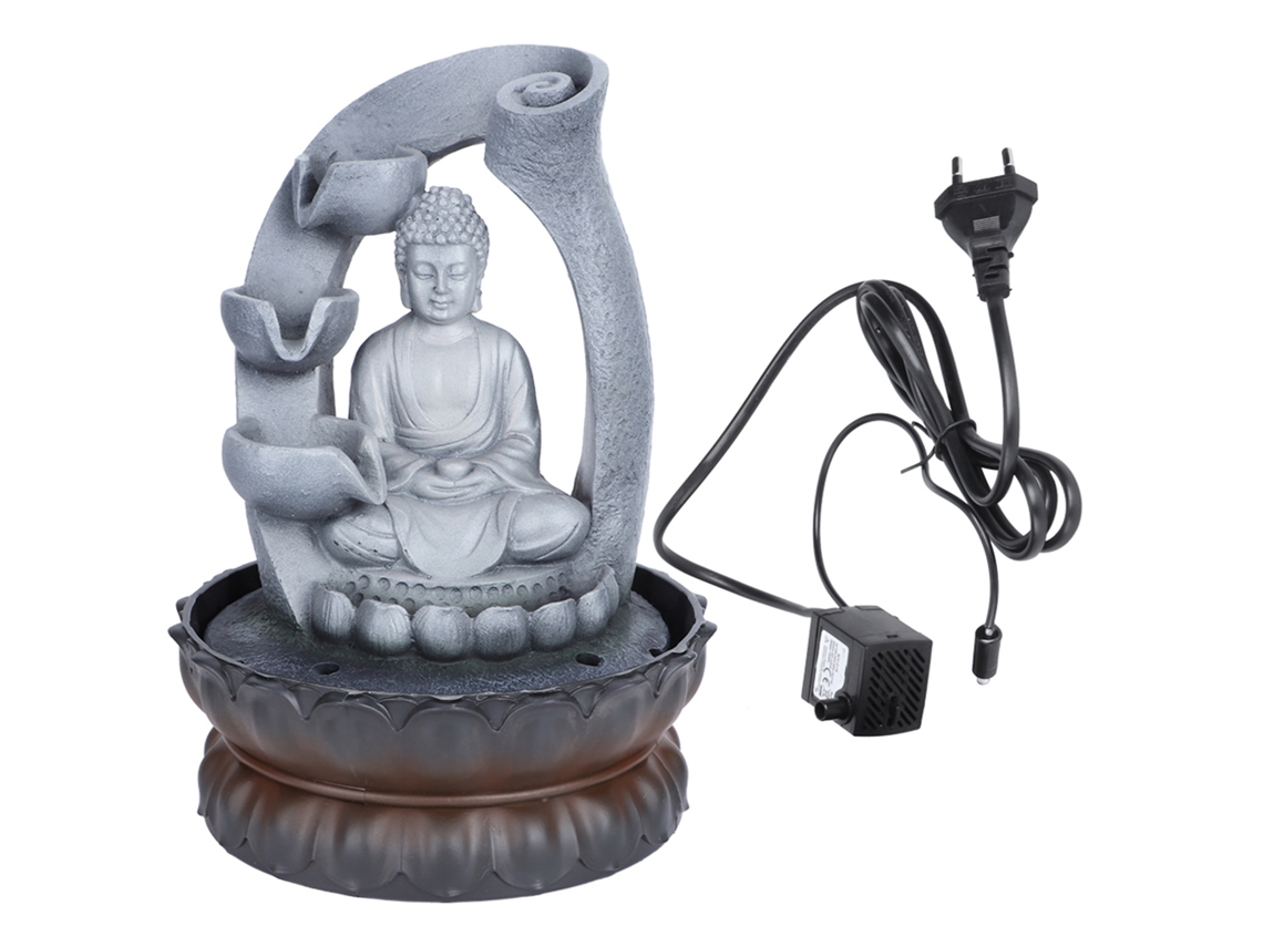 Fuente de resina de Buda de sobremesa con luz, 220 V, enchufe UE
