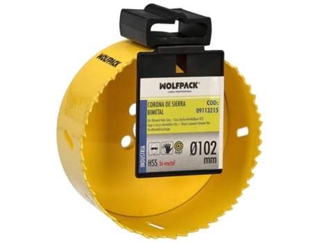 Corona Sierra Bimetal Ø 102 mm Templado Termico. Base Reforzada. Corona Madera. Broca Agujeros Madera. Acero. Hierro. Plasticos WOLFPACK LINEA PROF...
