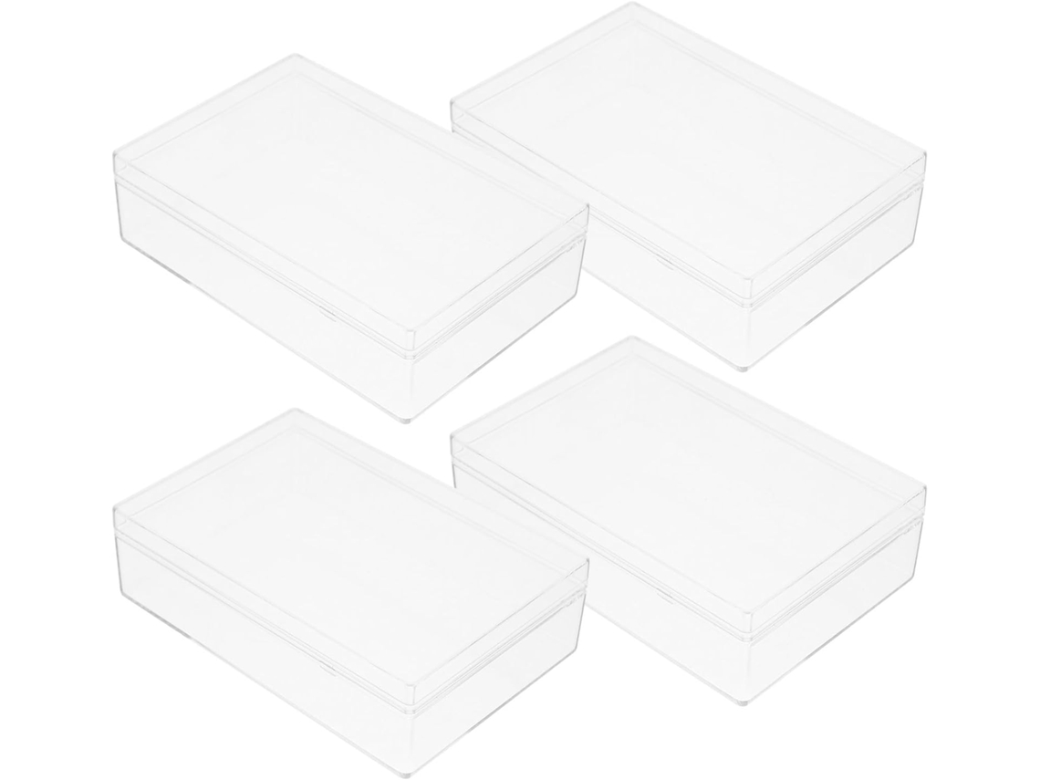 Juego 4 Cajas Organizadoras Rectangulares Plástico Transparente Joyas Viajes Almacenamiento Práctico