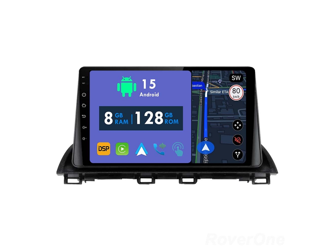 Coche Radio Android Auto Autoradio 8GB RAM 128G ROM CarPlay Navegación GPS Pantalla Táctil RoverOne para Mazda 3 Axela 2014 - 2019