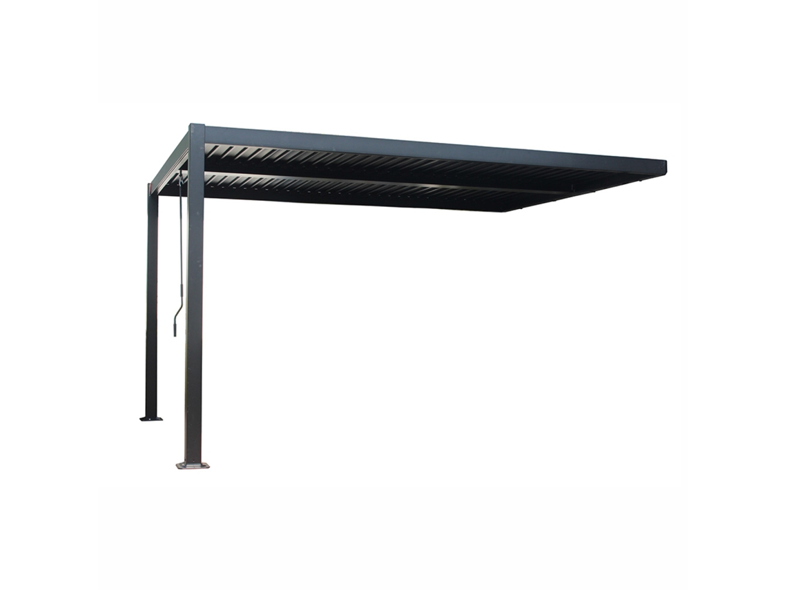 Sifnos Pérgola Bioclimática Adosada De 4 X 3 M En Aluminio Negro