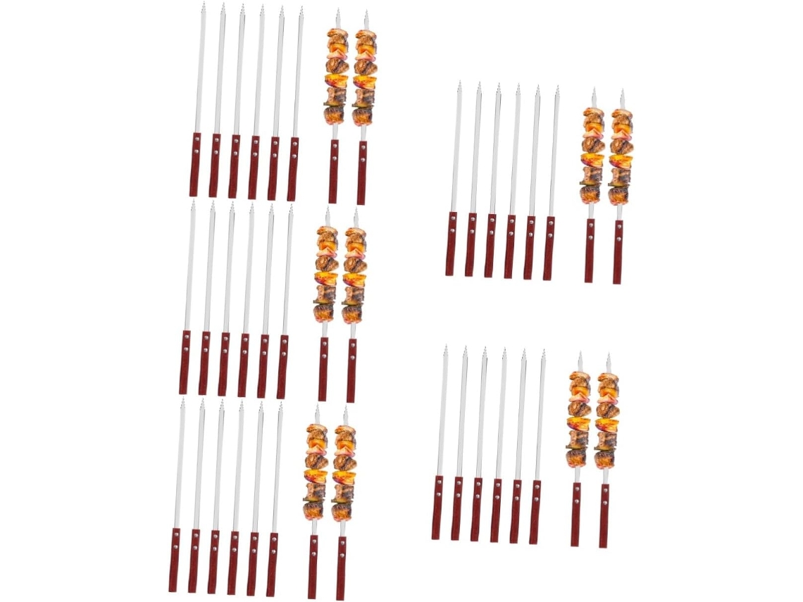 30 Piezas Pinchos De Barbacoa En Acier Inoxydable Metal Pour Griller Bâtons Plats Kabob