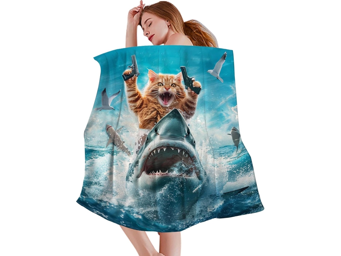 Decoración Manta Con Diseño De Tiburón Y