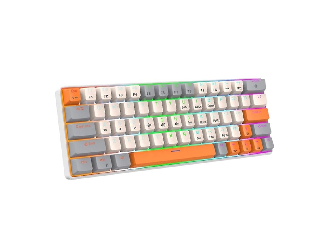 Teclado USB RGB para gamers, teclado mecánico ergonómico de 63 teclas Everley891
