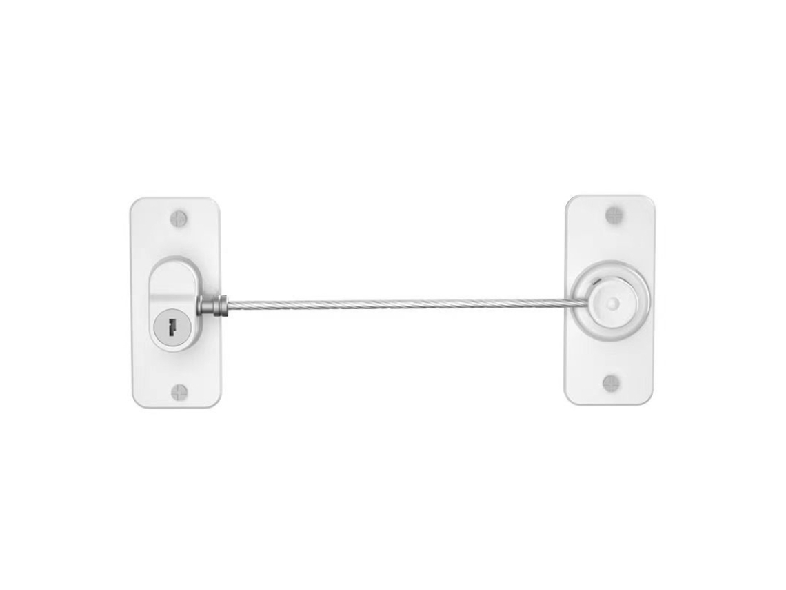 Cerradura de seguridad multifuncional con llave para ventana y armario de frigorífico, limitador de doble función, blanca.