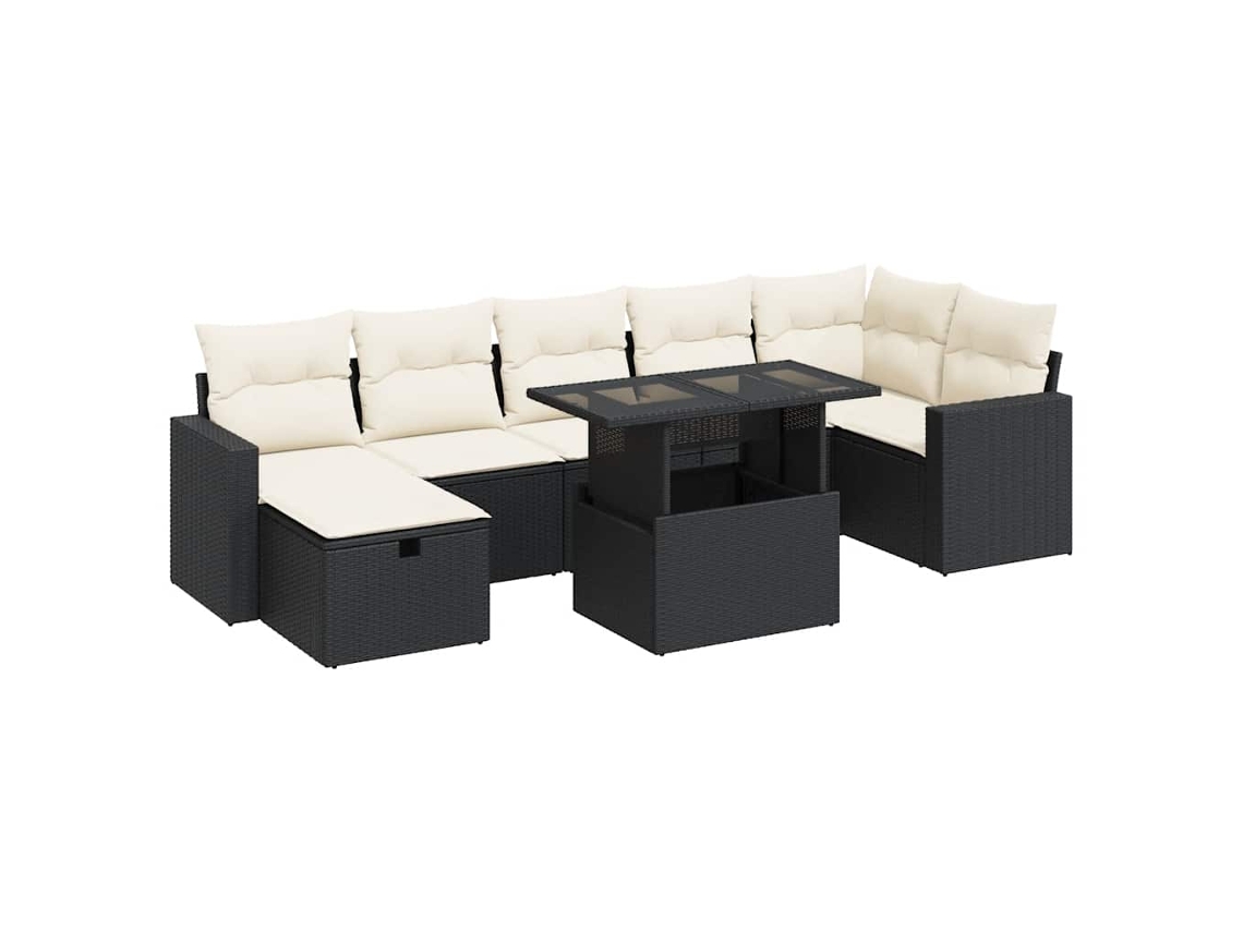 Conjunto 8 De Sofás Para Jardín VIDAXL Negro Poli Ratán