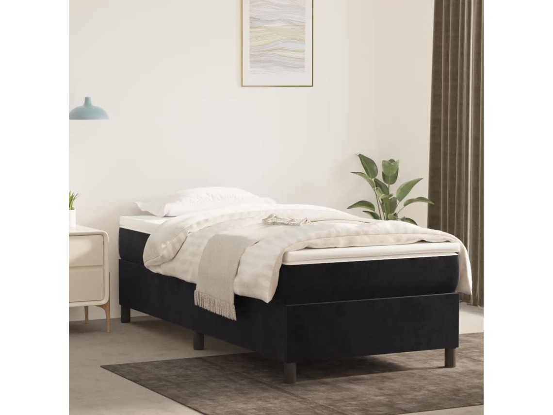 Estructura De Cama Sin Colchón Terciopelo Negro 100x200 Cm