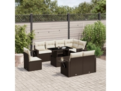 Conjunto de sofá de jardín de 9 piezas con cojines de mimbre marrón de DKD Home Decor