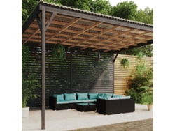 Conjunto de jardín DKD Home Decor de 9 piezas con cojines de mimbre negros