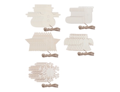 Conjunto de Adornos de Navidad TUSERXLN Juego Adornos Calcetín Navideño Muñeco Nieve Ángel Estrella Cinco Madera Marrón - 5un