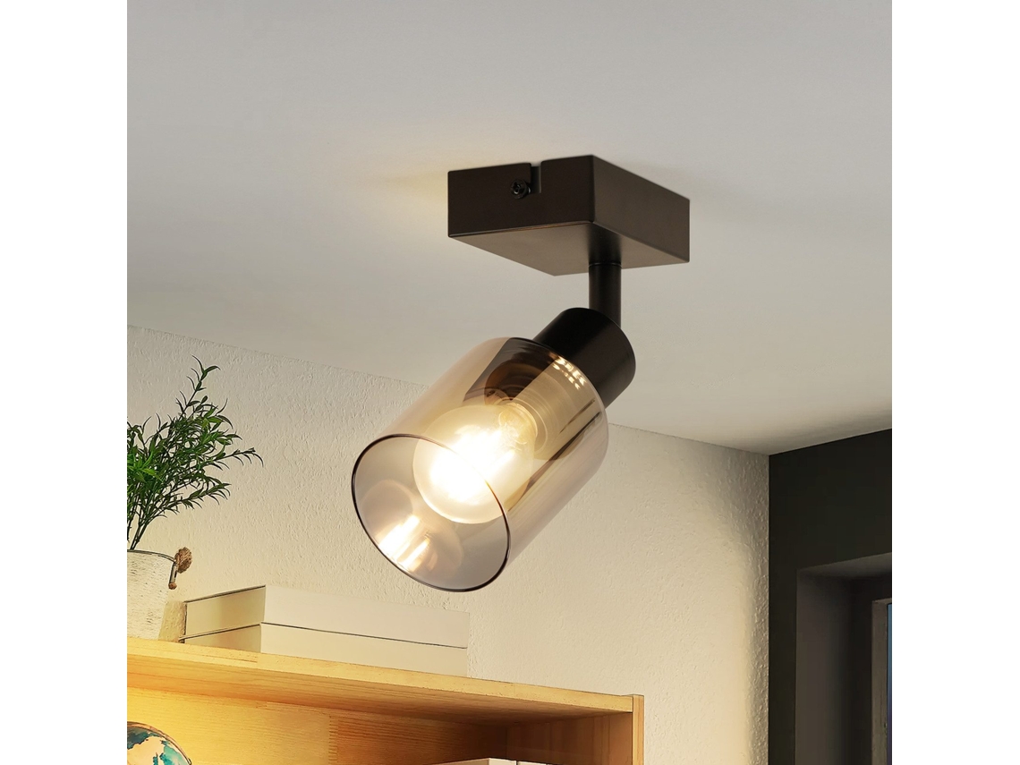Foco de techo industrial de 1 llama, color negro, E14, para sala de estar, Nettlife