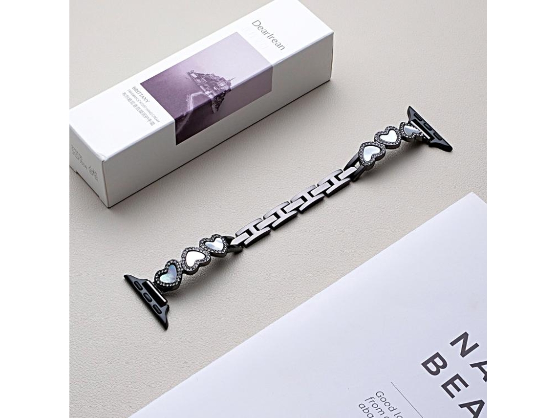 Correa de metal para Apple Watch de 46/49/45/44 mm con forma de corazón FWINL