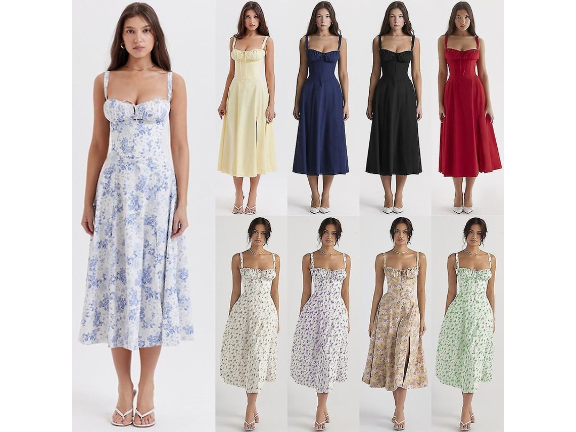 2026-vestido Midi Boho Floral Para Mujer Con Bustier Estampado Carmen Invierno Playa Verano