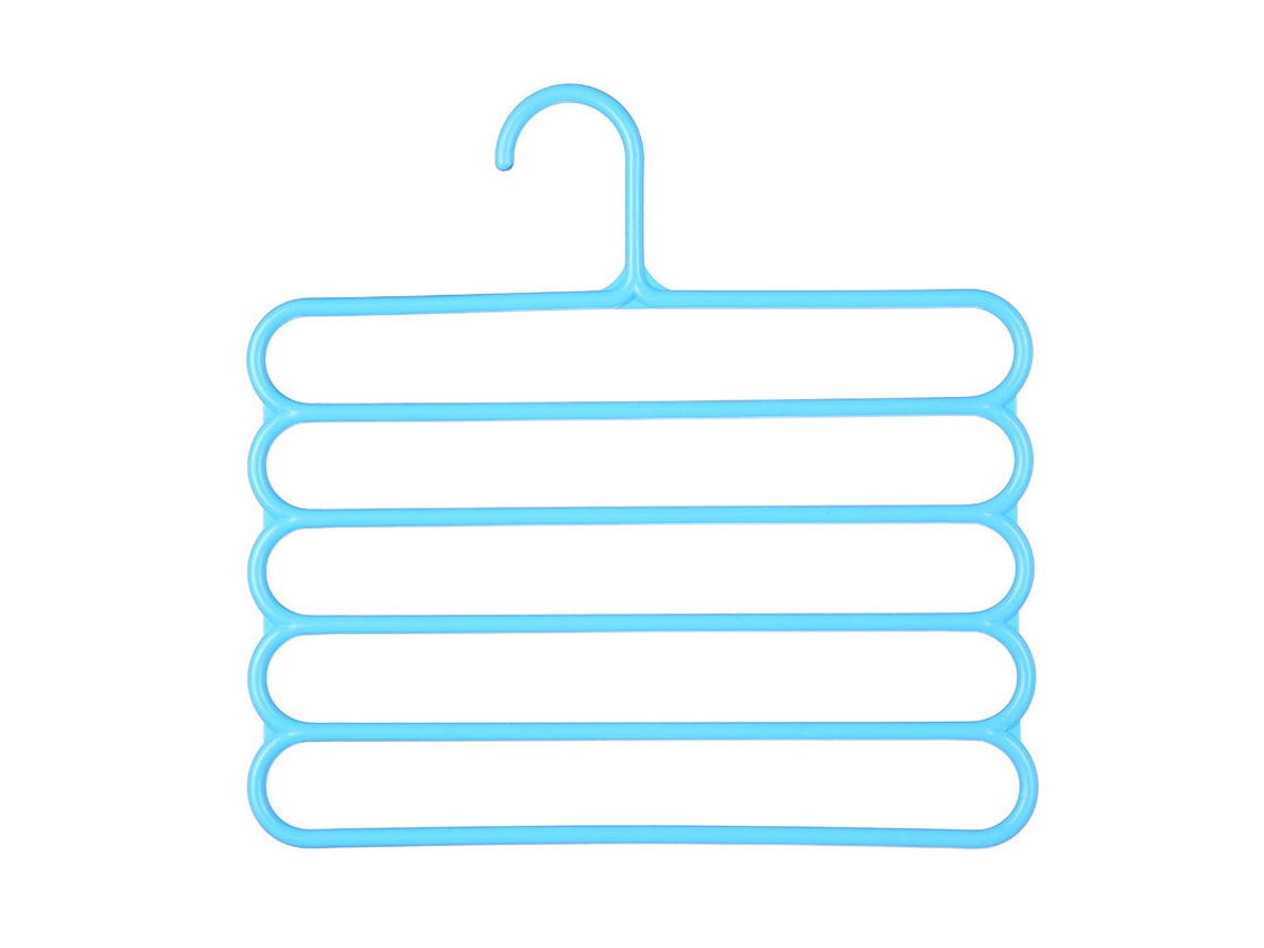 Rack Para Calças De Plástico De 5 Camadas Que Economiza Espaço Cabide Antiderrapante 2 Peças Azul 