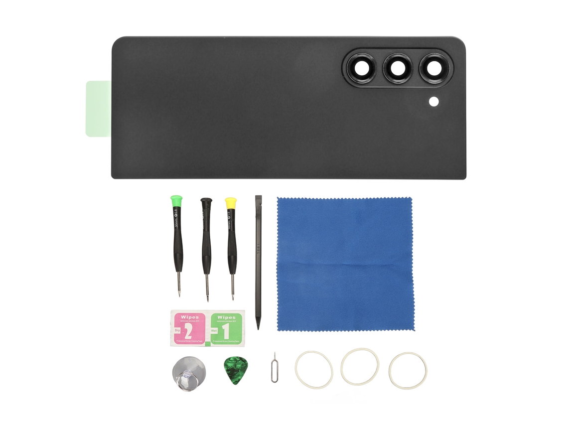 Tampa Traseira De Vidro Com Adesivo Pré-instalado Lente Câmera Ferramentas Kit Para Galaxy Z Fold 5 5g Sm F946 Preto