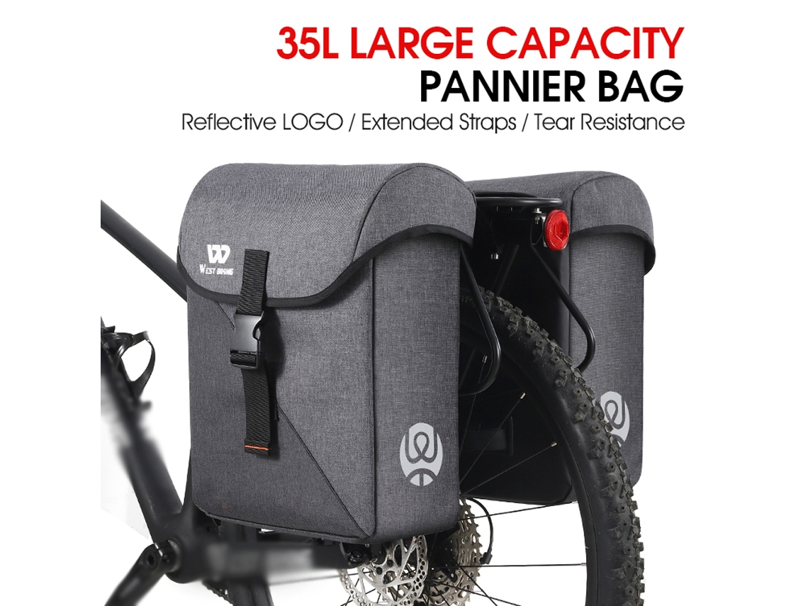 Bolsa Doble Para Bicicleta Con Capacidad De 35 Litros, Soporte Grande Para El Asiento Trasero, Accesorio Para Ciclismo - West Biking