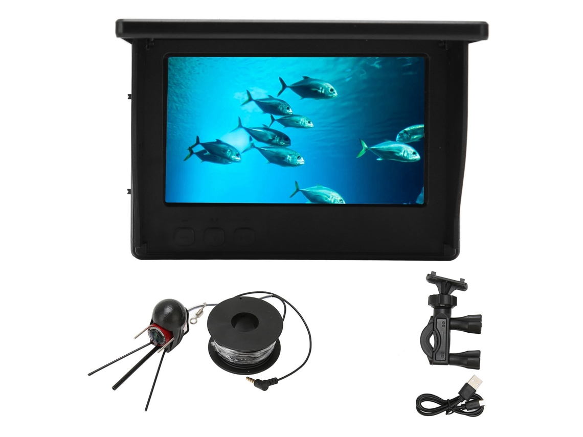 Cámara De Pesca Subacuática Tn Hd Ip68 De 4,3 Pulgadas Con 12 Luces Y Detector De Peces.