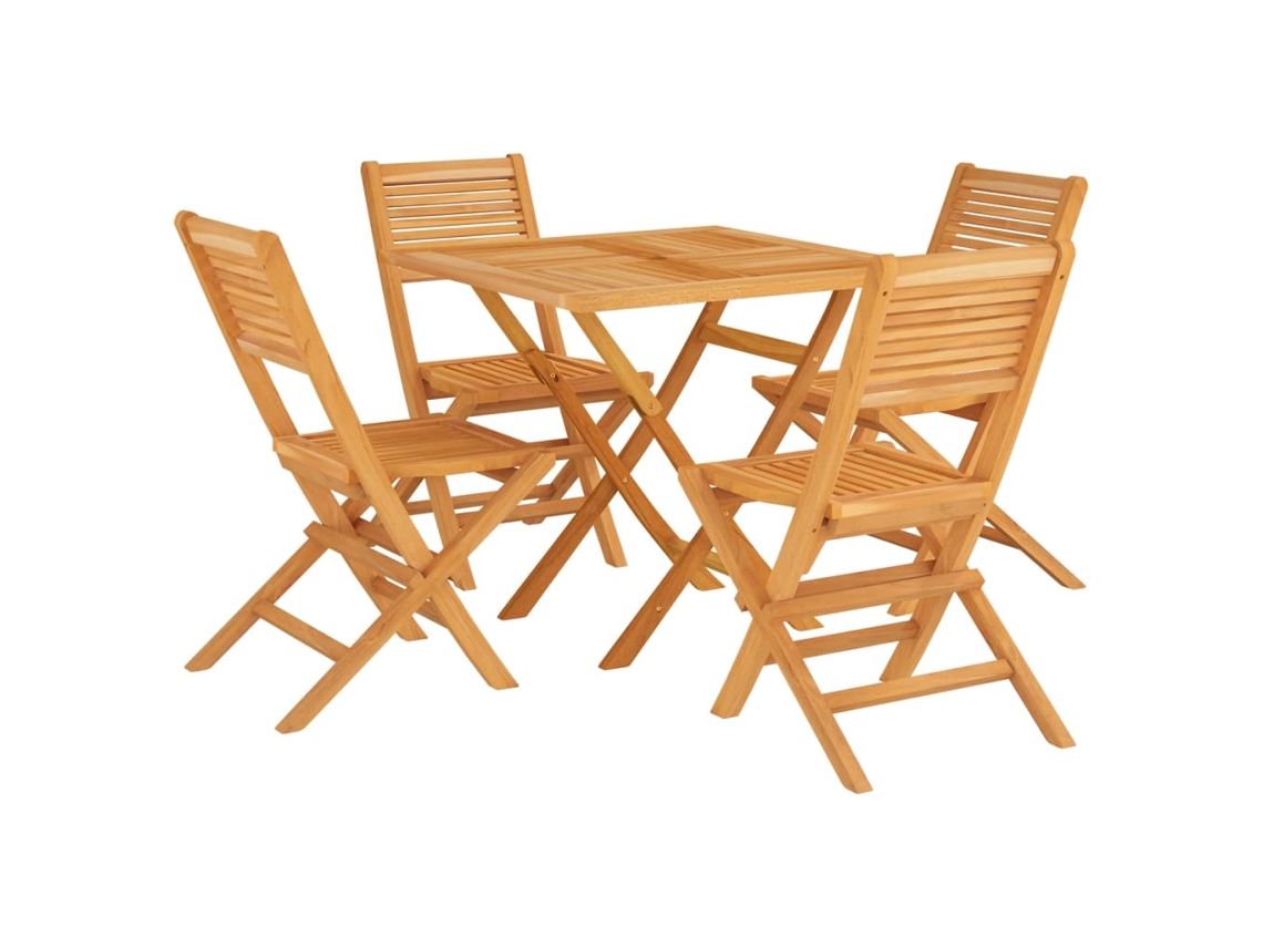 Conjunto 5 de comedor para jardín VIDAXL madera maciza de teca