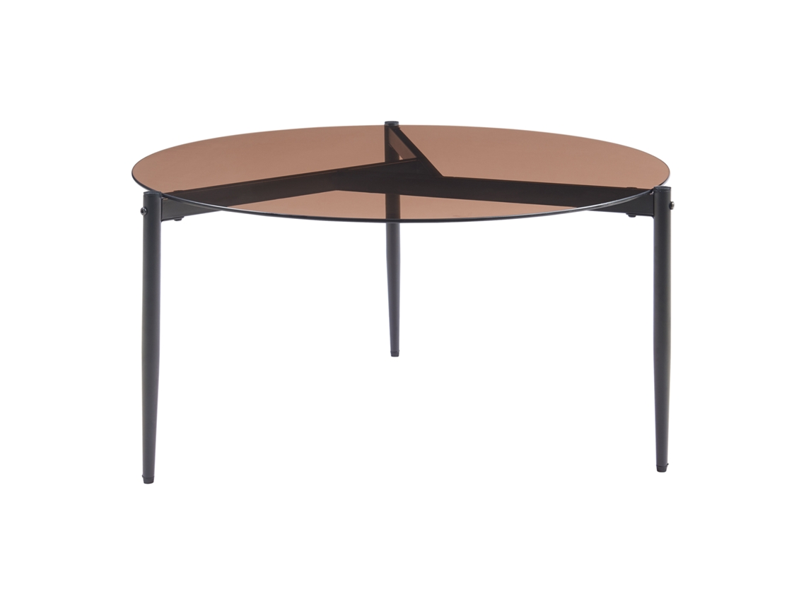Mesa de centro redonda Ulökantaa, cristal ahumado, Ø80x40 cm, marrón, [EN.CASA]