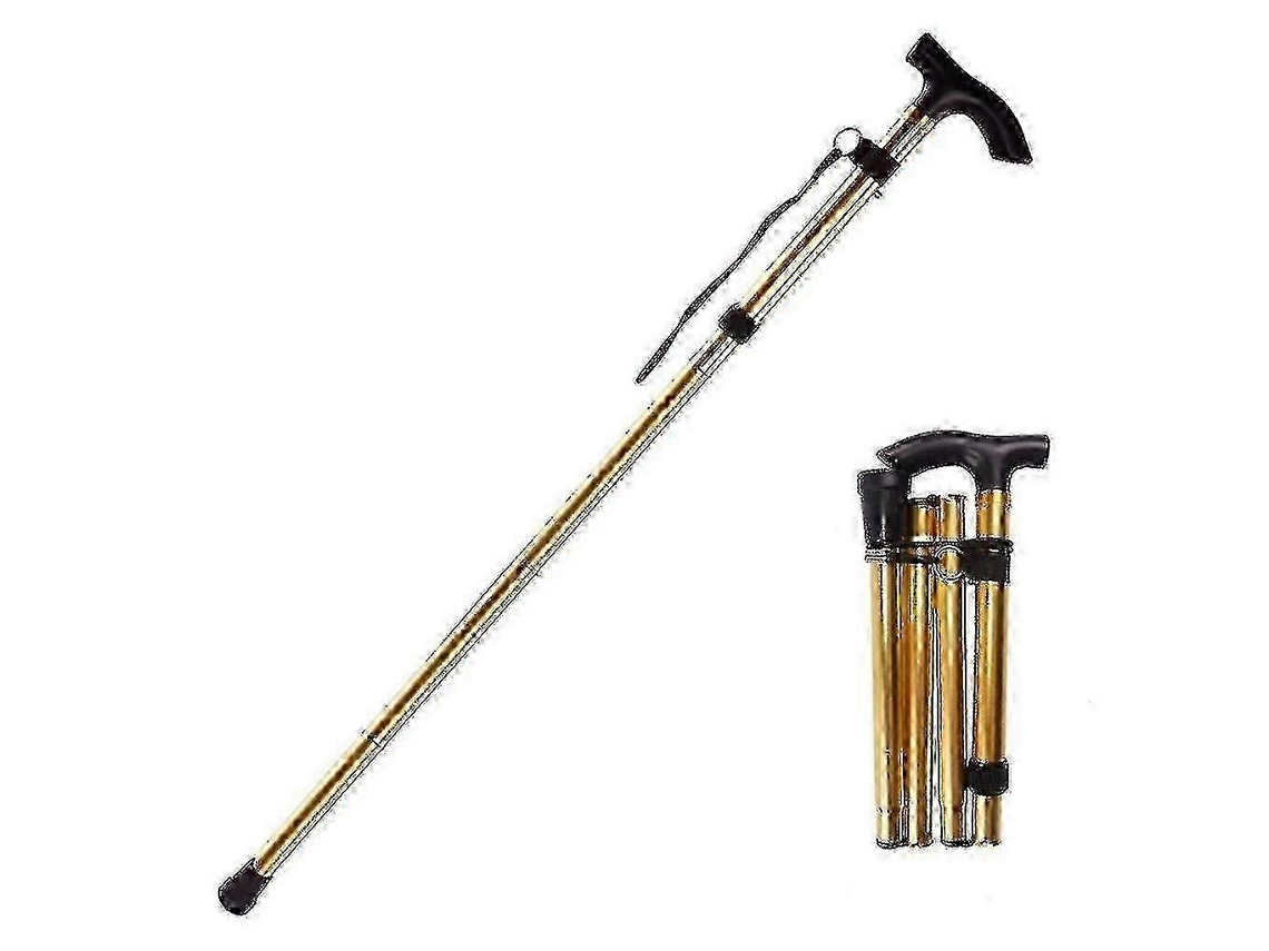 Bastón plegable y ajustable de aleación de aluminio con base antideslizante, ideal para senderismo. 1 unidad.