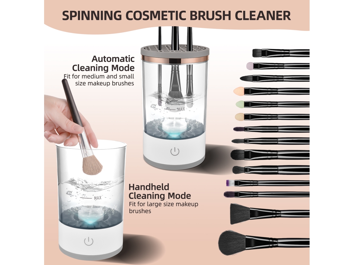 Limpiador Automático Eléctrico Usb Para Brochas De Maquillaje Con Almohadilla De Limpieza Para Todos Los Tamaños.