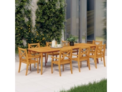 Sillas de comedor para exterior, 8 piezas, acacia maciza, DKD, decoración del hogar