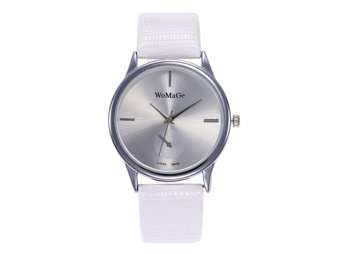 Reloj De Pulsera Analógico De Cuarzo Con Dial Redondo Moda Para Mujer Y Hombre Blanco