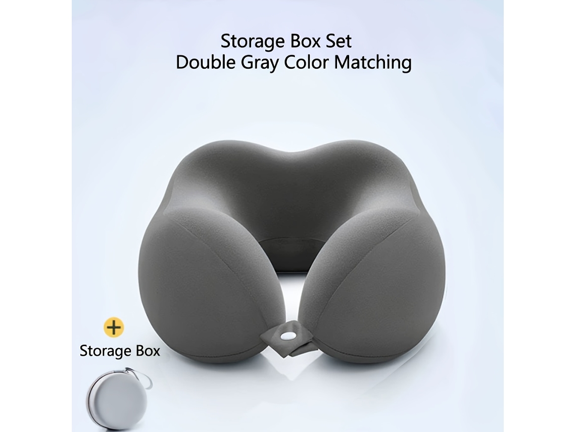 Almohada Cervical De Espuma Viscoelástica En Forma De U Cojín De Soporte Cervical De 360° Con Caja De Almacenamiento (gris) Cuich