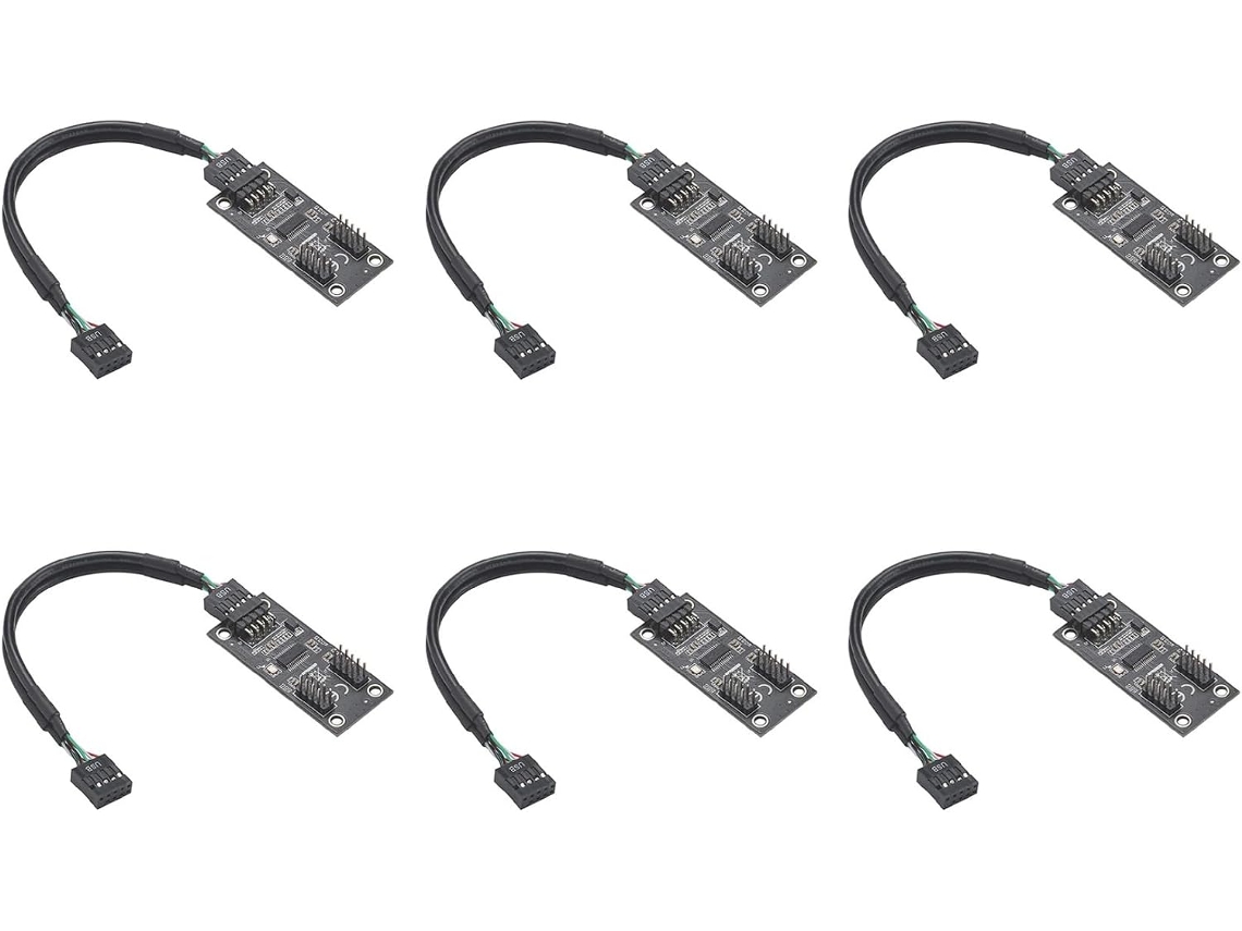 Divisor De Concentrador Usb 6x Usb 2.0 De 9 Pines A Adaptador Elevador Doble Para Placa Base