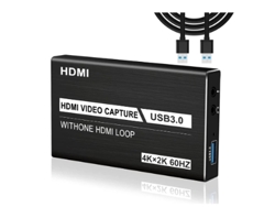 Tarjeta de adquisición de video 4K USB 3.0, 1080p, 60 fps, para grabación, videoconferencias, uso compartido de pantalla y transmisión en directo (negro)