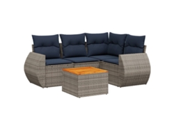 Maison Exclusive - Conjunto De Sofá De Jardín De 5 Piezas Con Cojines, Poliratán Gris