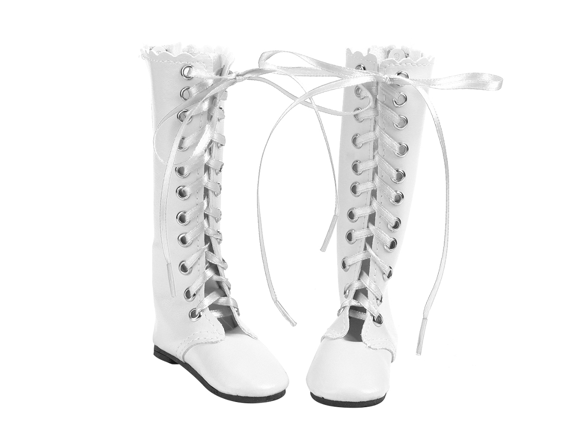 Ats-botas De Muñeca Con Cordones Para Niñas Botas Planas Blancas Accesorios De Juguete Para Niños
