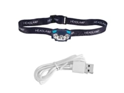 Potente linterna frontal LED con sensor, recargable e impermeable para uso en exteriores.