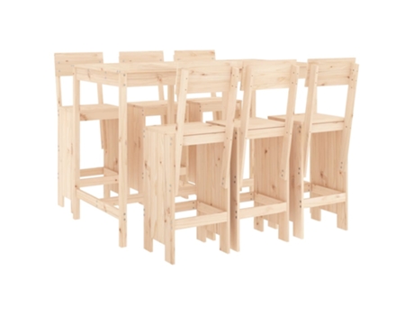 Conjunto 7 de mesa y taburetes altos jardín VIDAXL madera maciza pino