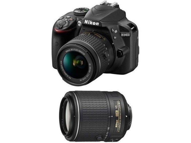 Kit Cámara Réflex NIKON D3400 AF-P 18-55mm F3.5-5.6G VR + AF-S 55-200mm F4-5.6G ED VR II