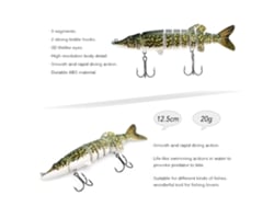 Señuelo De Pesca Lifelike 5" 12.5cm 20g De 9 Segmentos, Swimbait Crankbait, Anzuelo Triple, Imitación Realista Para Pike Muskie