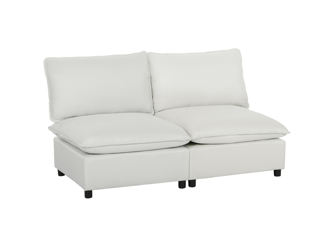 Sofá De 2 Plazas, 146 Cm, De Polipiel, Modular, Con Asiento Ancho Y Profundo, Cojines Gruesos, Fácil Montaje, Color Gris.