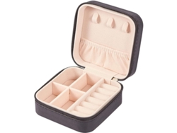Caja De Joyería Pequeña De Cuero Pu, Estuche Portátil Para Viajes (negro)