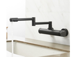 JILLIOPER Grifo de Agua Caliente y Fría, Plegable Giratorio Retráctil, Grifo Negro de Pared, Modo Doble