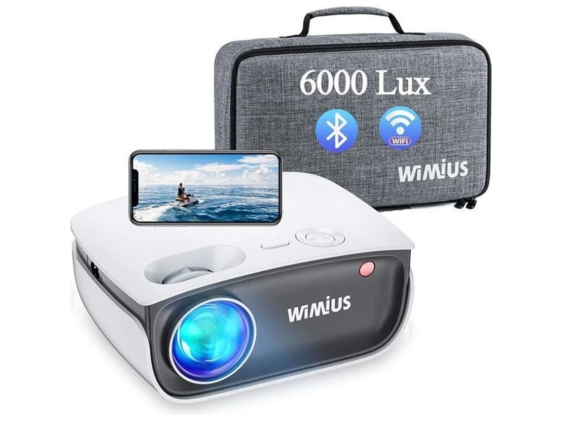 Proyector Wifi, Proyector Bluetooth Wimiu Compatible con Full HD 1080p, Proyector Wifi Sincronizado con Función de Zoom, Mini