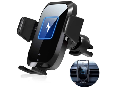 Cargador Carro Sem Sensor Aperto Qi YIZHOOD Negro