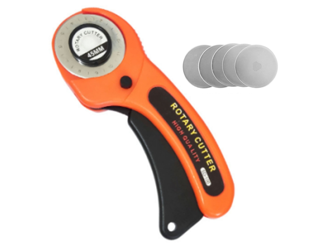 Juego De Cortador Rotatorio Con Bloqueo De Seguridad Y 5 Cuchillas De Acero Inoxidable Para Cortar Telas.