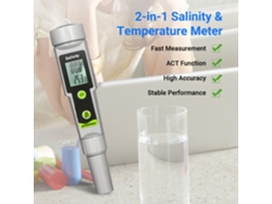 Pen De Medida De Salinidad Y Temperatura Impermeable 2 En 1, Medidor Portátil Para Bebidas, Rango 0~199.9ppt, -50~70℃, Conversión ℃/℉