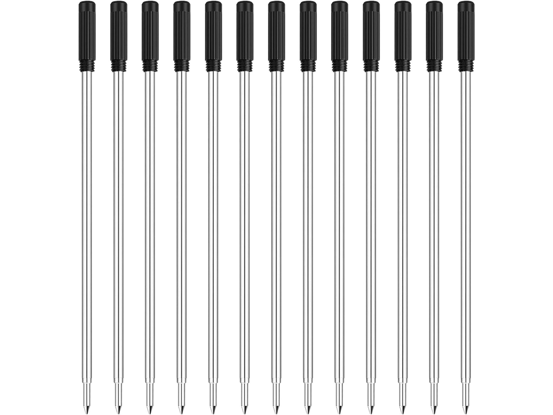 200 Recambios De Bolígrafo De Metal Negro Compatibles Con Cross, Punta Mediana, Escritura Suave.