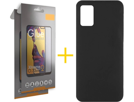 Funda y Protector 2x de Vidrio Full Samsung Galaxy A31 SKYHE Silicona Líquida Negro